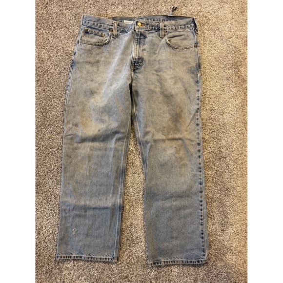 Carhartt Mens Blue Denim Jeans Size 40x30 Loose Fit Workwear Pants * - Picture 1 of 12